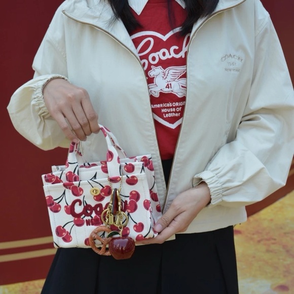 NWT Coach Cargo Mini Cherry Print Canvas Tote Bag 20 - Picture 12 of 17